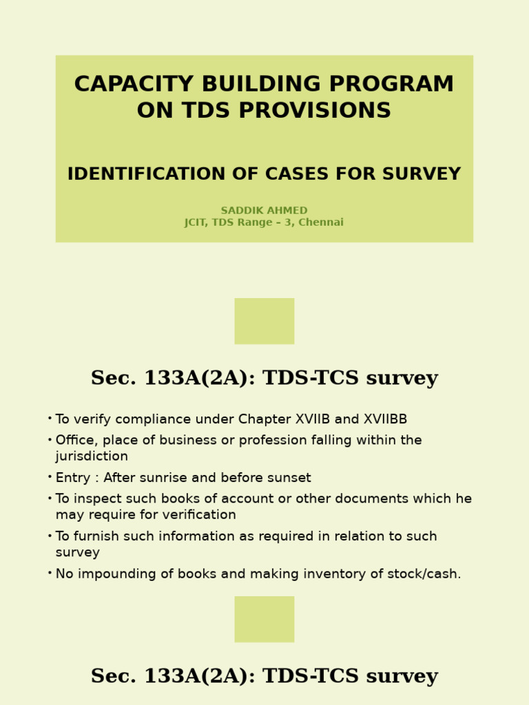 TDS Survey Procedures and Compliance | PDF