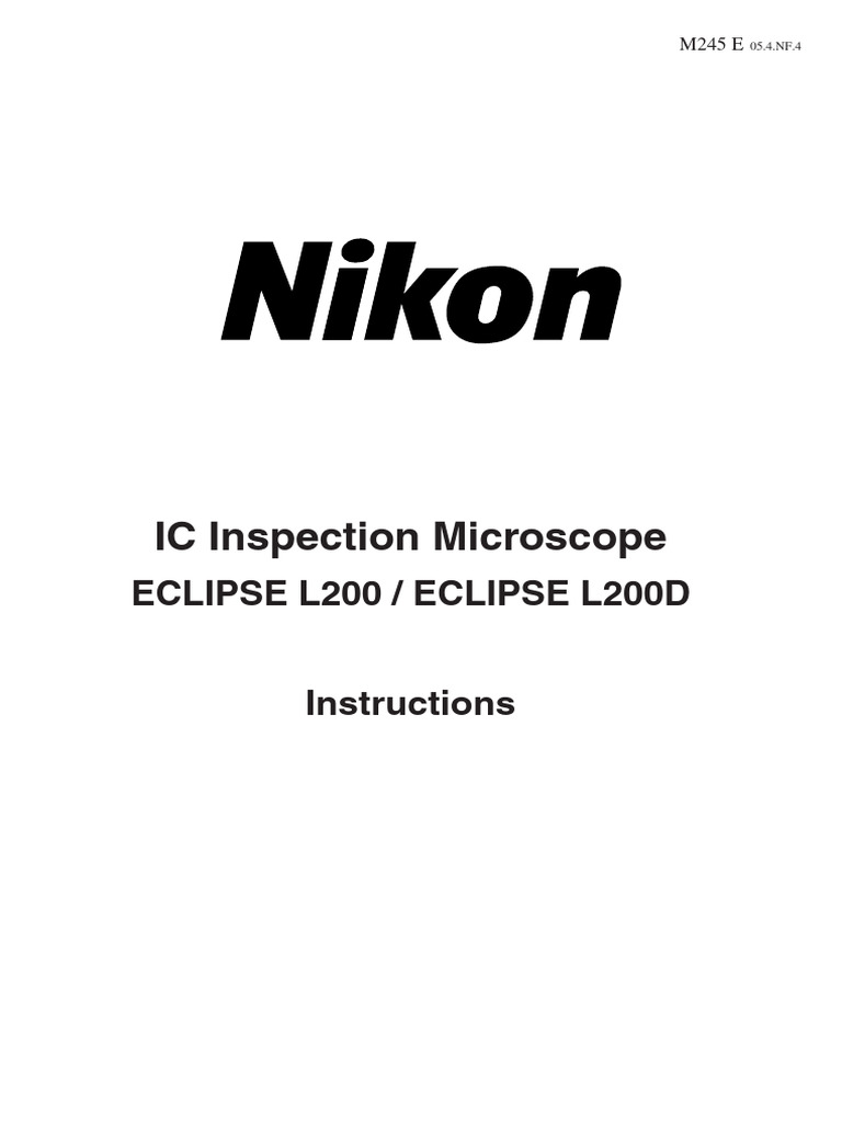 Nikon ECLIPSE L200 Microscope Manual | PDF | Microscopy | Aperture