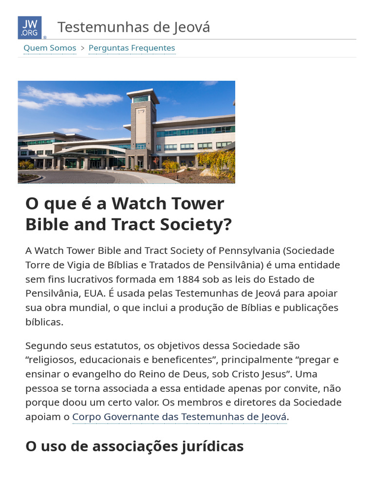 Estrutura da Watch Tower Society | PDF