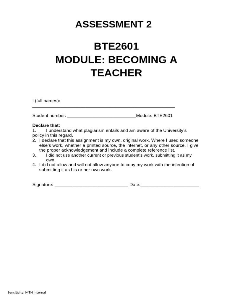 BTE2601 Assignment 2 Submission 2025 | PDF | Learning | Constructivism ...