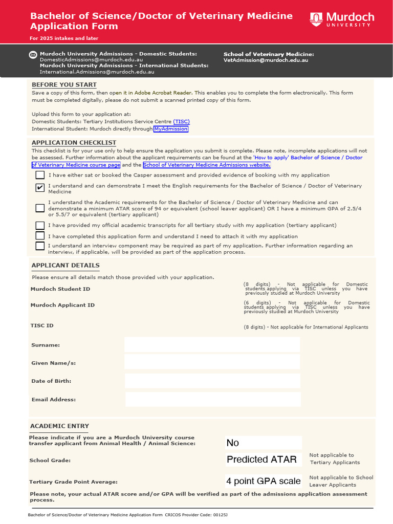BSC DVM Application Form | PDF | University And College Admission ...