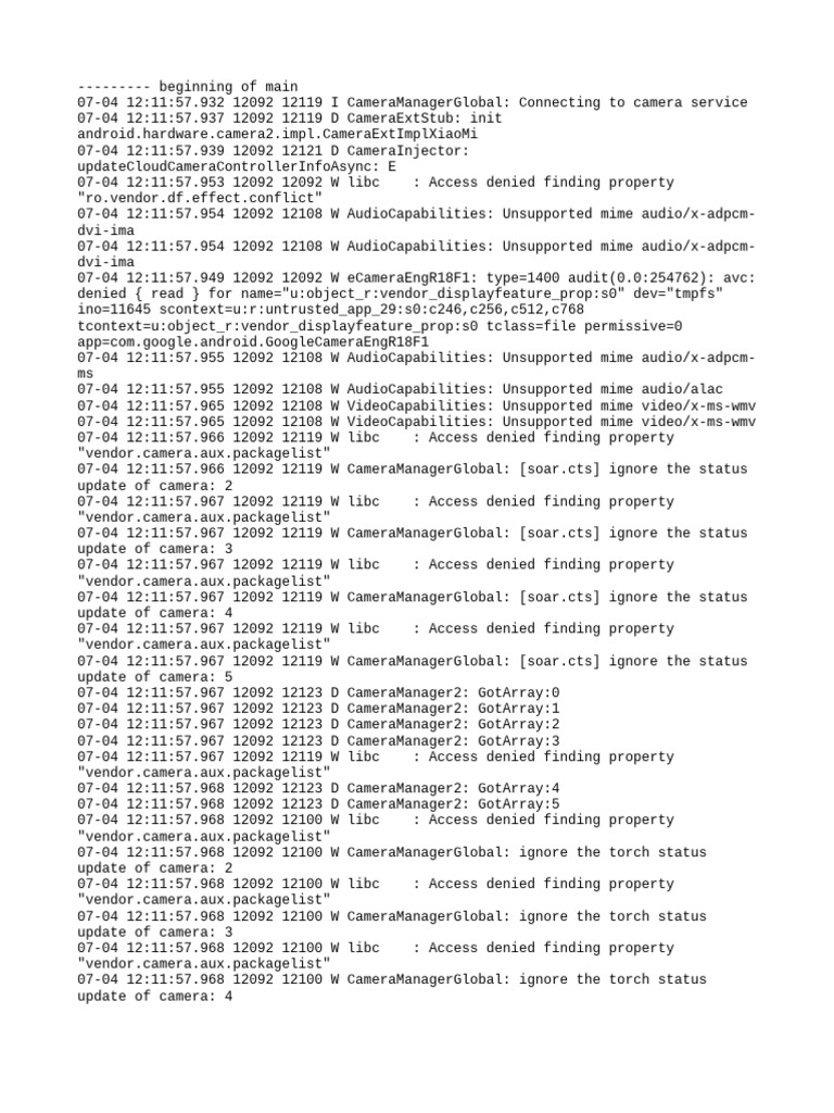 Camera Service Connection Logs | PDF | Software | Computing