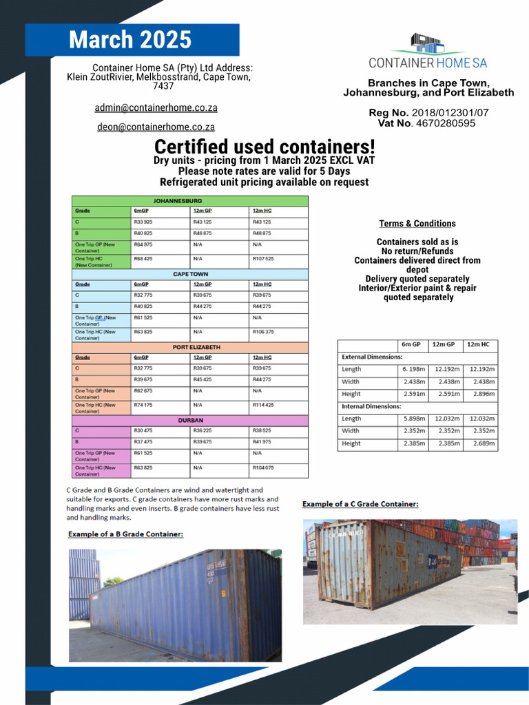 Empty Container Pricelist | PDF