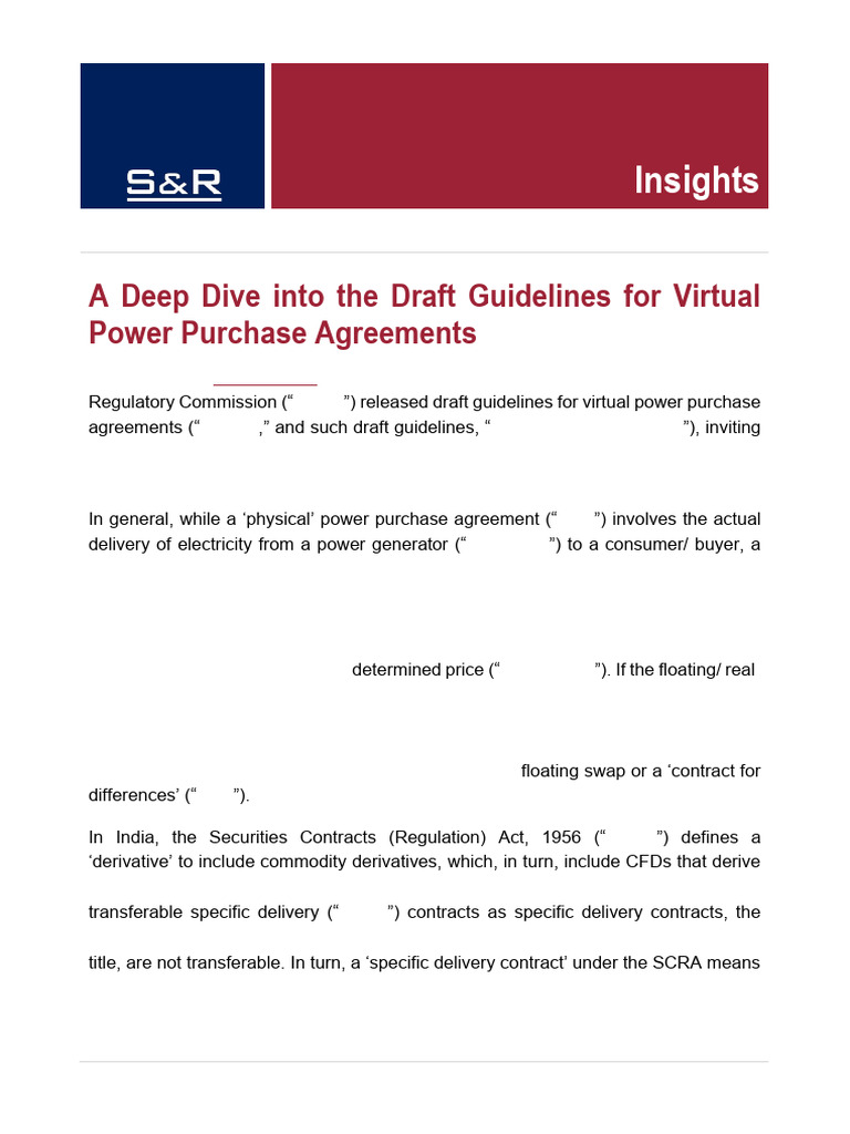 Draft Guidelines for VPPAs in India | PDF | Derivative (Finance ...