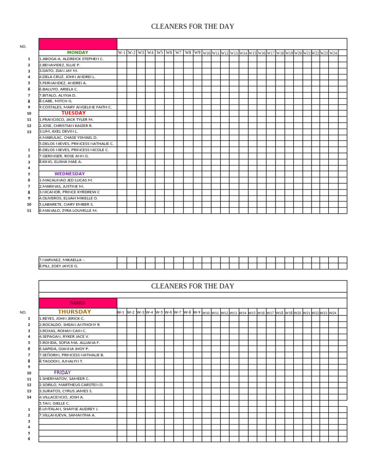 Cleaners For The Day | PDF