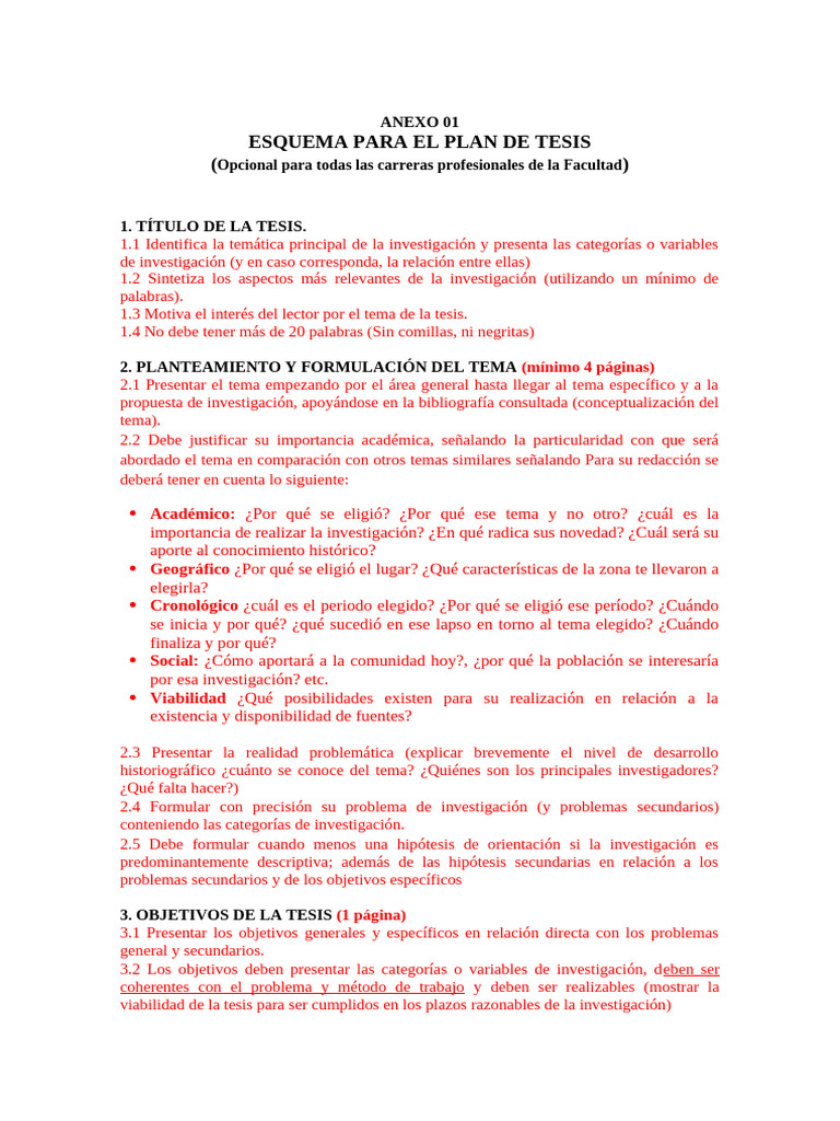 Esquema para Plan de Tesis Académica | PDF | Teoría | Hipótesis