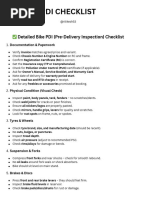 Pre-Delivery Inspection Checklist | PDF