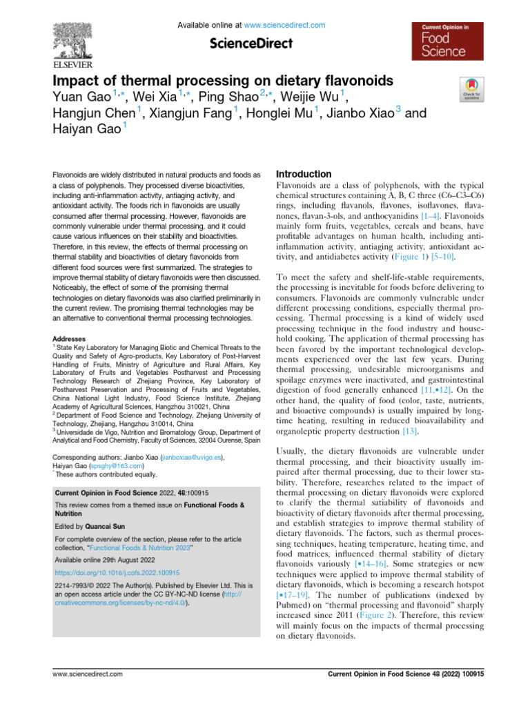 Impact of Thermal Processing On Dietary Flavonoids | PDF | Polyphenol ...