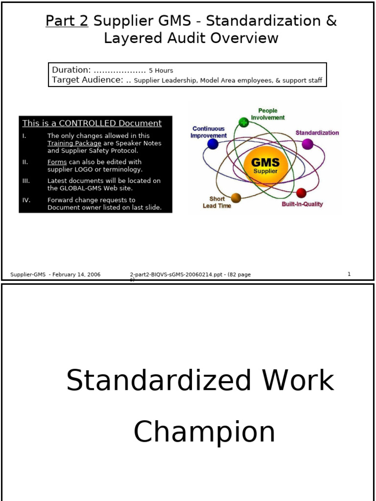 Supplier GMS Standardization Overview | PDF