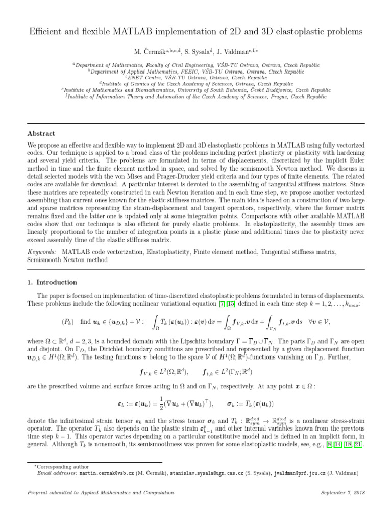 MATLAB Code for 2D/3D Elastoplasticity | PDF | Matrix (Mathematics ...