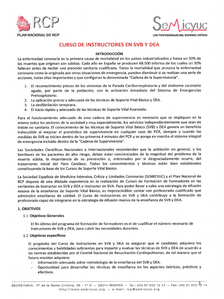 Guía de Curso de Instructor SVB y DEA | PDF