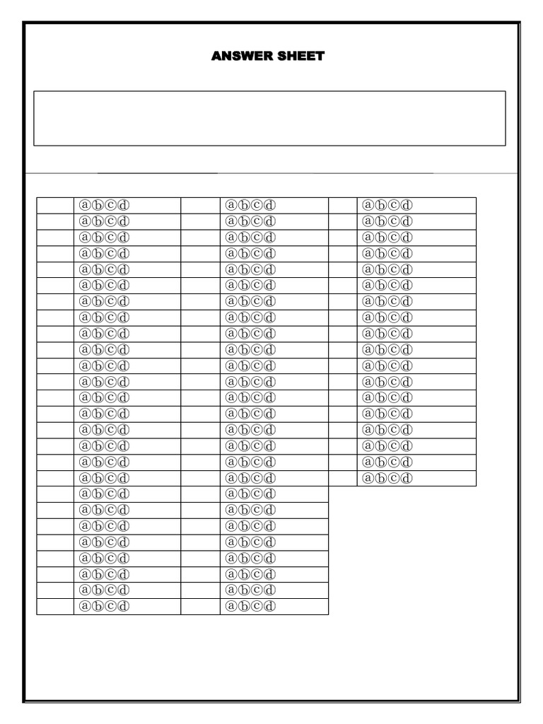Mock Test Answer Sheet Template | PDF