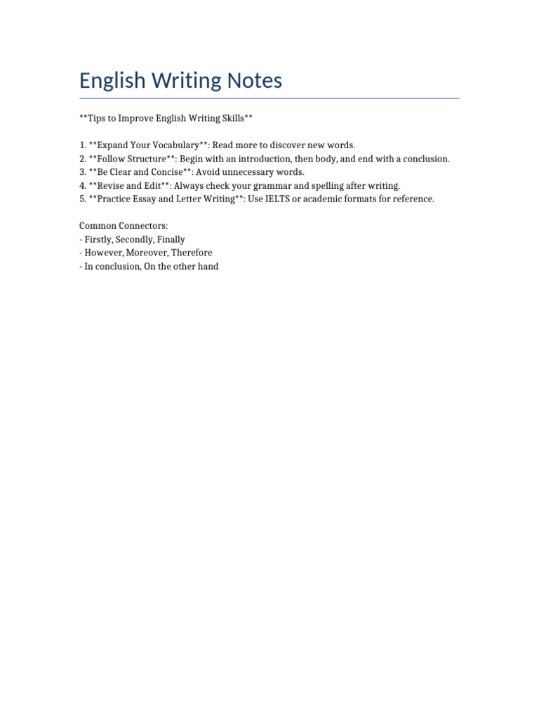 English Writing Skills Improvement Guide | PDF
