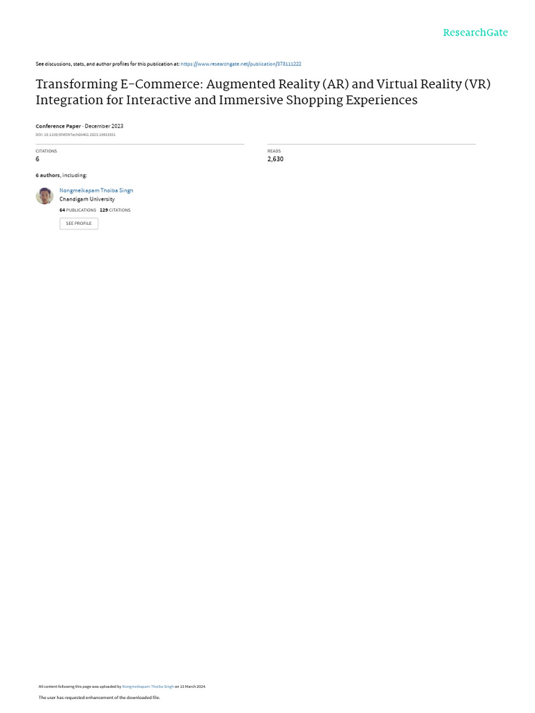 Transforming E-Commerce Augmented Reality AR and Virtual Reality VR ...