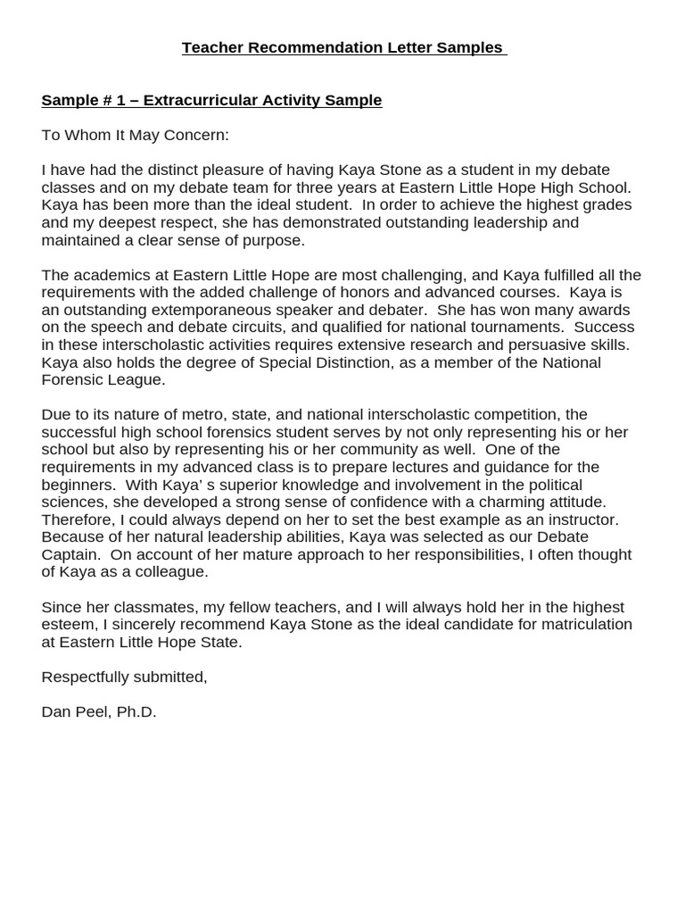 Teacher Recommendation Letter Samples | PDF | Translations | Leadership