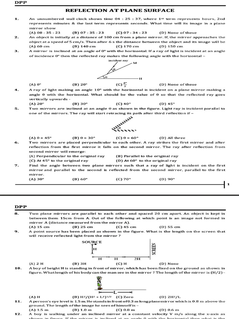 Mirror Reflection and Image Formation Concepts | PDF | Mirror ...