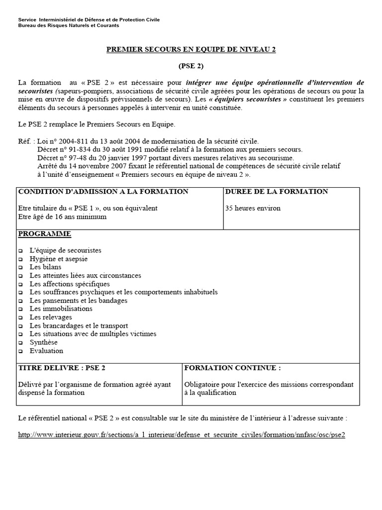 Formation PSE 2 pour Secouristes | PDF