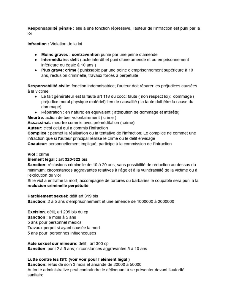 Responsabilité pénale et civile en droit | PDF | Crimes | Crime et violence