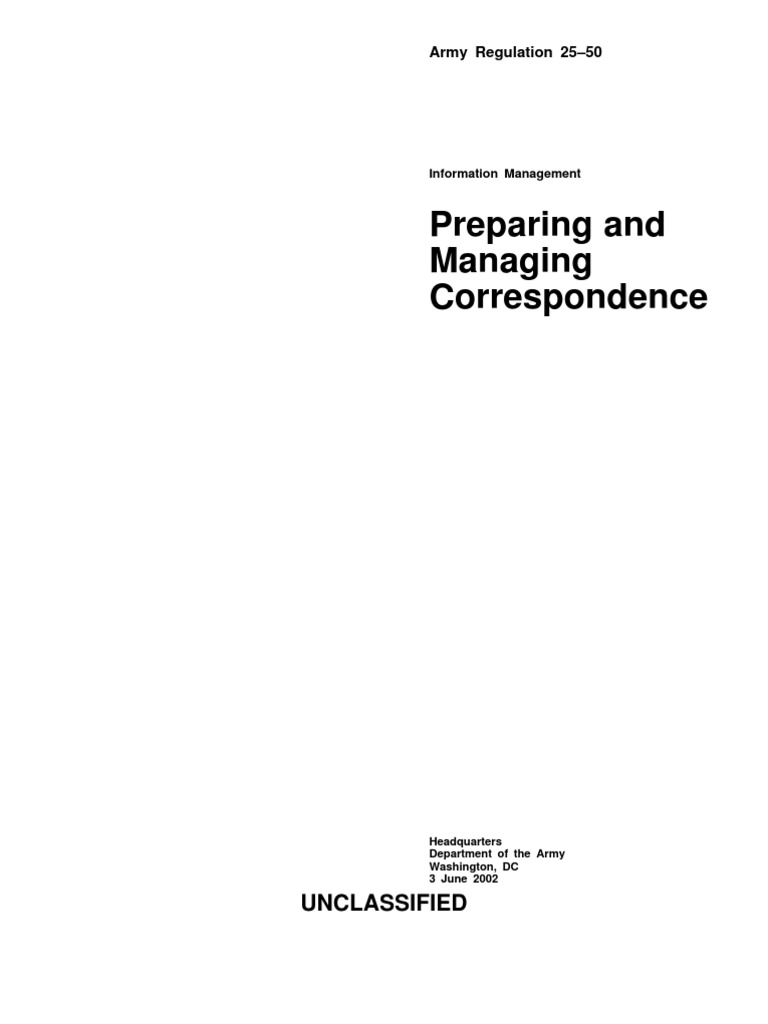 Managing Army Correspondence Guidelines | PDF | Classified Information ...