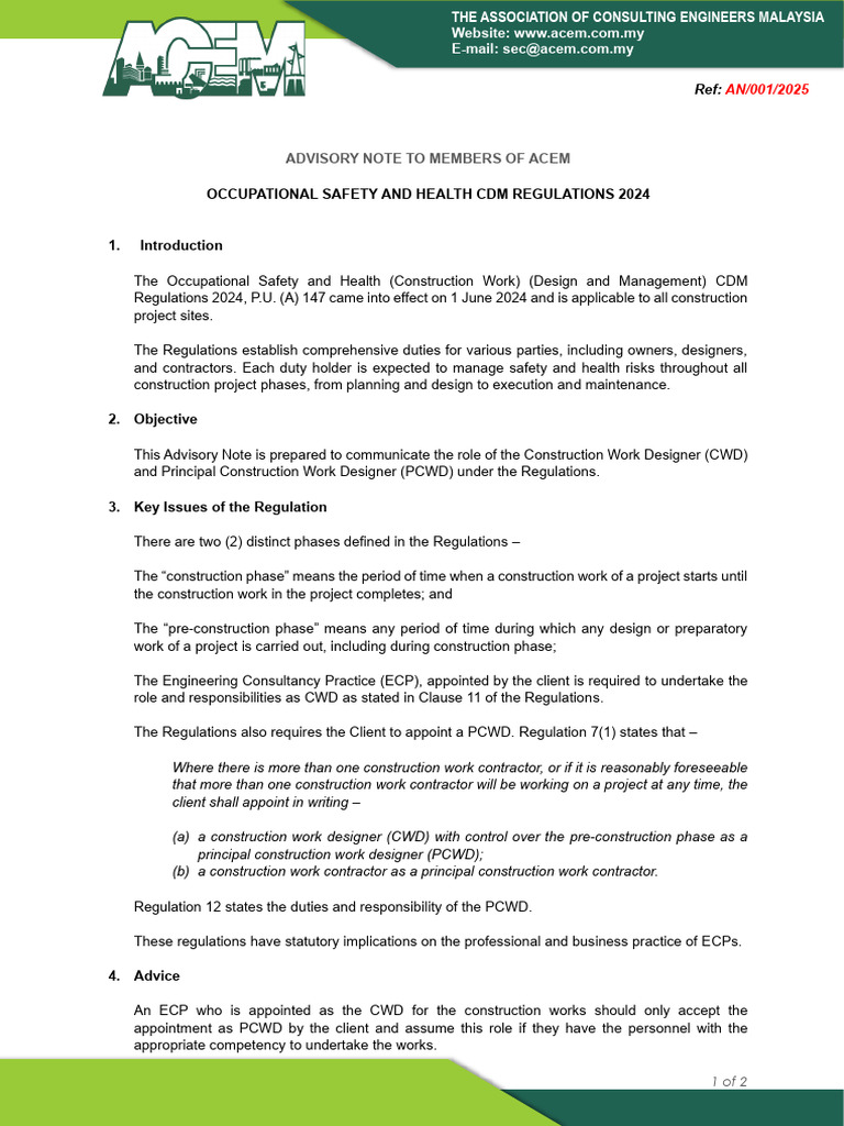 An2025-001 20250408 Acem Advisory Note - Osh | PDF