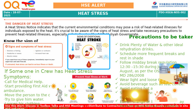 PDO-NOS-HSEA-002-HSE Alert - Heat Stress | PDF | Hyperthermia
