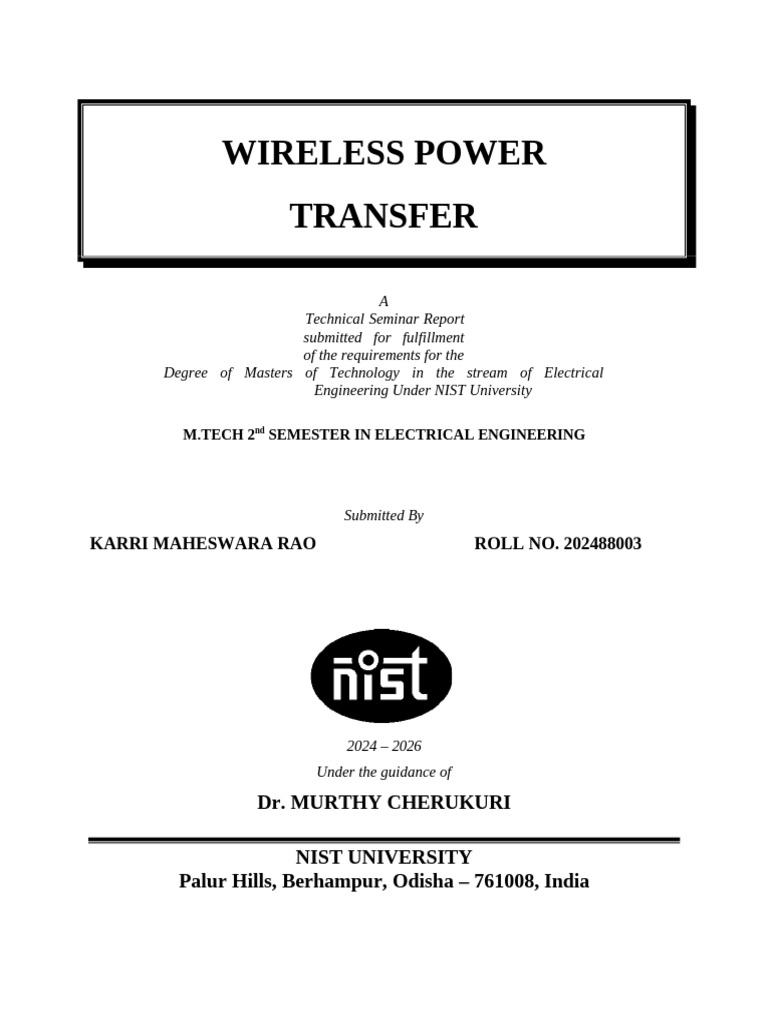 Wireless Power Transfer Overview | PDF | Wireless | Electric Power