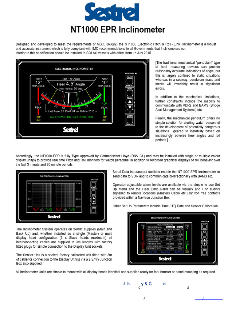 NT1000 EPR Inclinometer Overview | PDF | Instrumentation | Computer ...