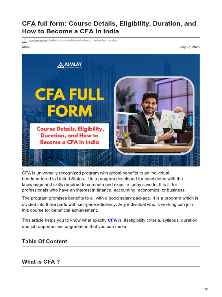 CFA Full Form Course Details, Eligibility, Duration, and How To Become ...