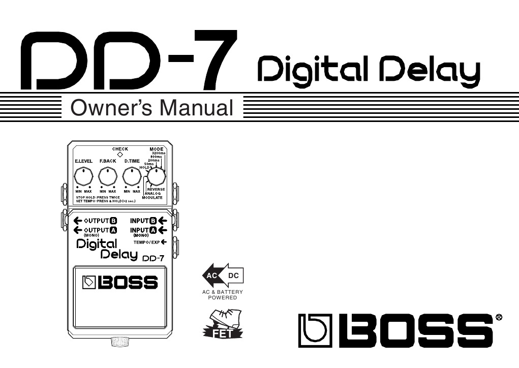 Manual BOSS Digital Delay (DD-7) | PDF | Power Supply.