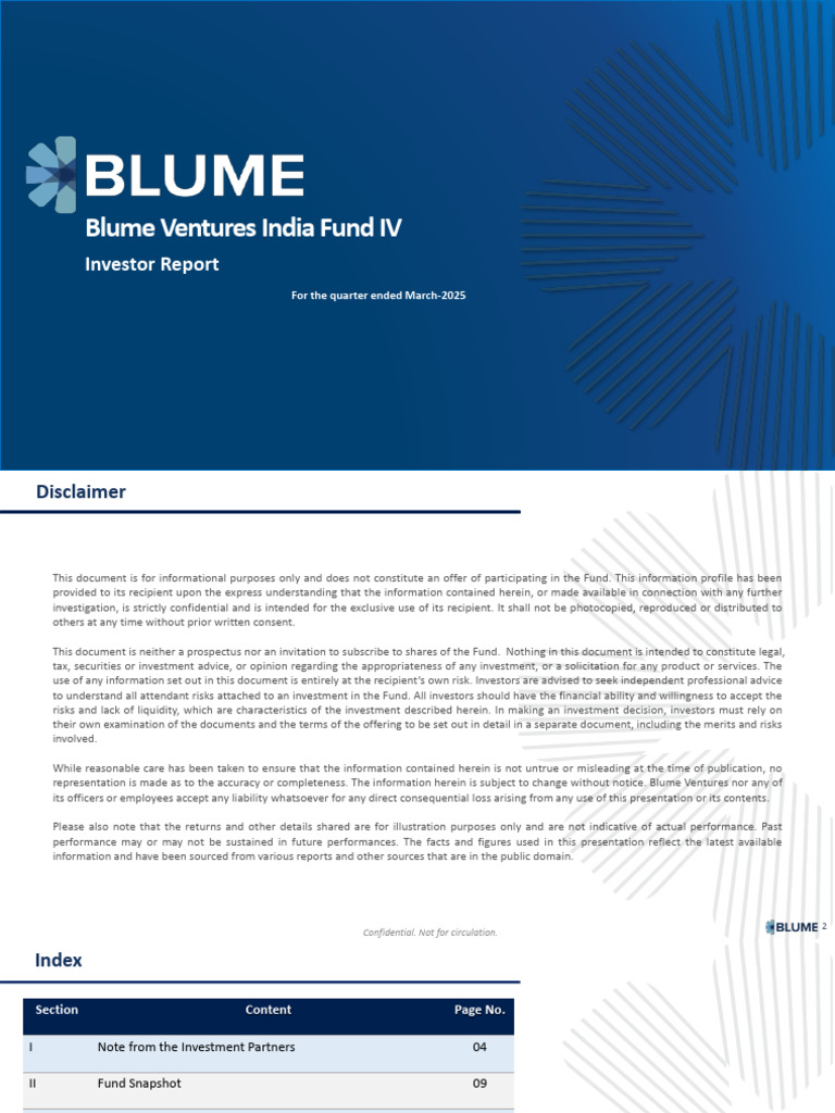 Blume India IV) Investment Report #13 - (Mar-2025) | PDF | Initial Public  Offering | Valuation (Finance)