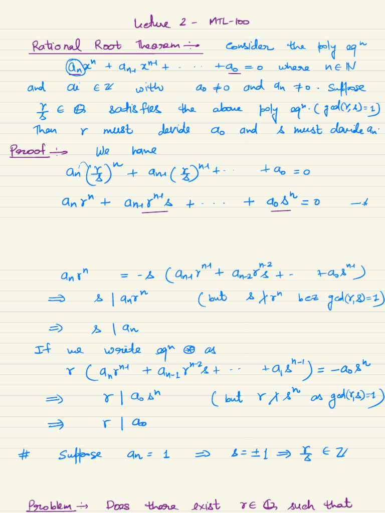 Rational Root Theorem and Real Numbers | PDF | Mathematics ...