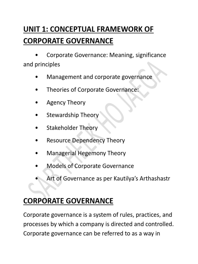 Corporate Governance Framework Overview | PDF | Corporate Social ...