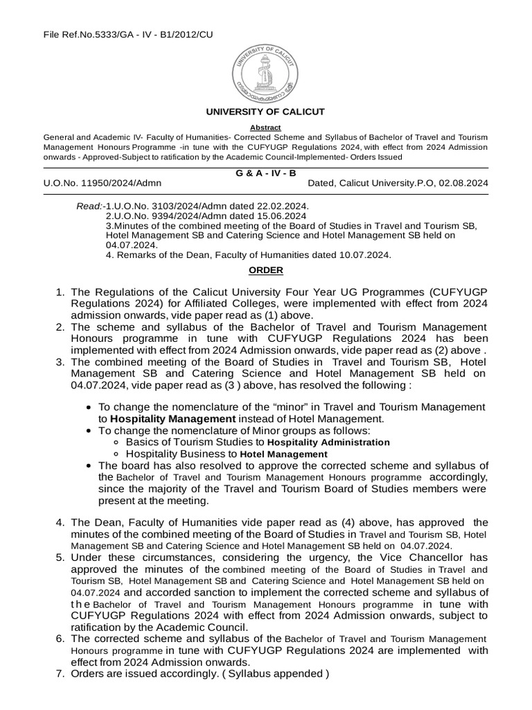 Revised BTTM Syllabus 2024 Implementation | PDF | Leadership | Critical ...