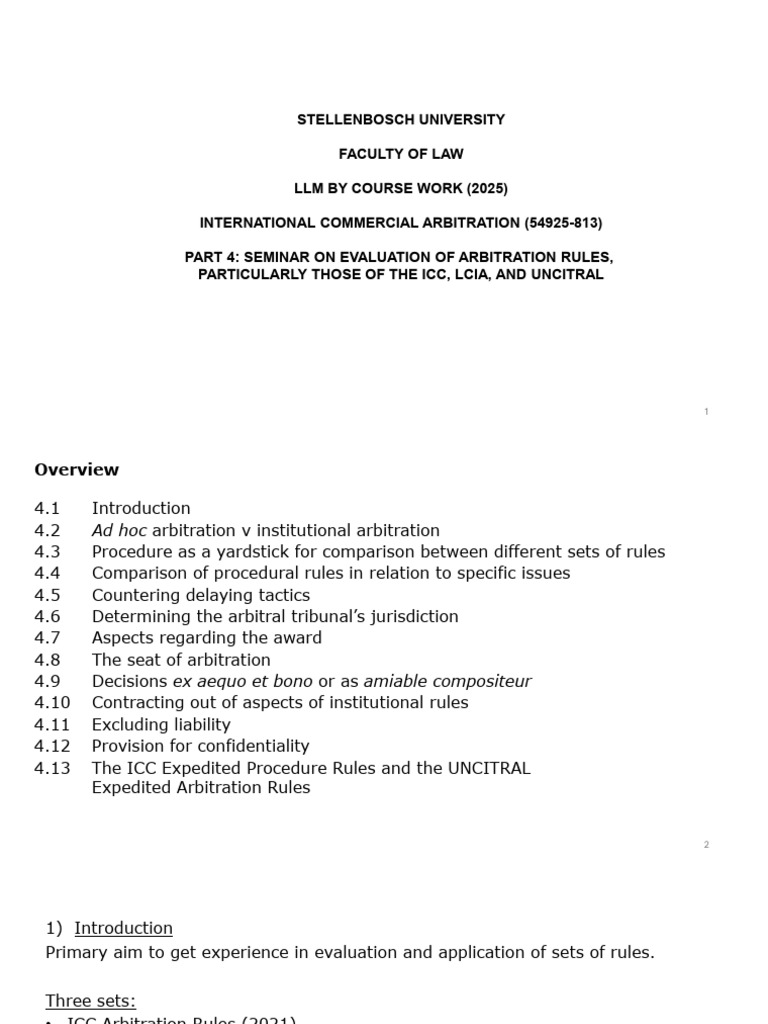 LLM ICA Presentation - Seminar 4 (2025) | PDF | Arbitration | Arbitral ...