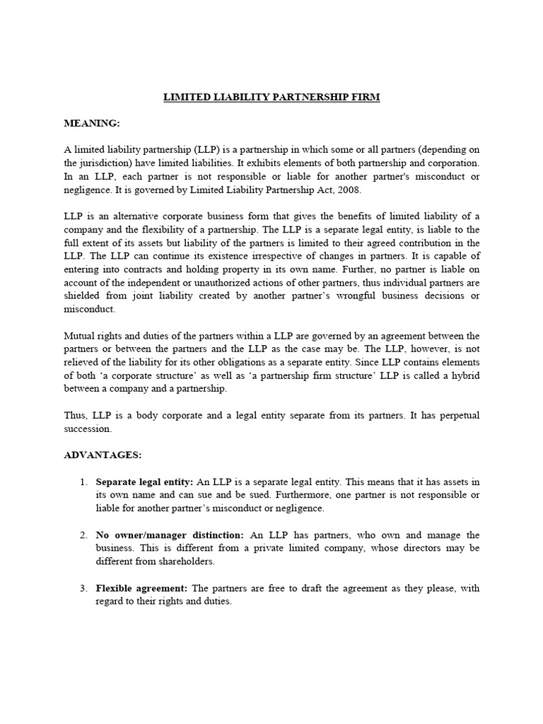 Understanding Limited Liability Partnerships | PDF | Limited Liability ...