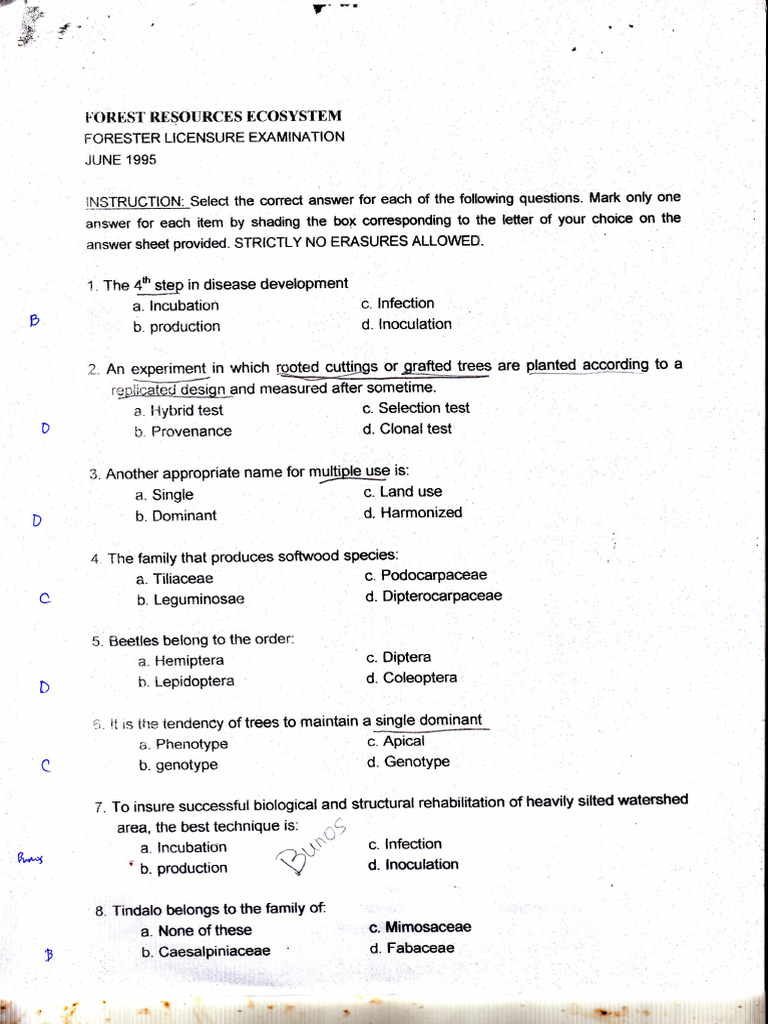 Forester Licensure Exam Questions | PDF | Soil | Forests