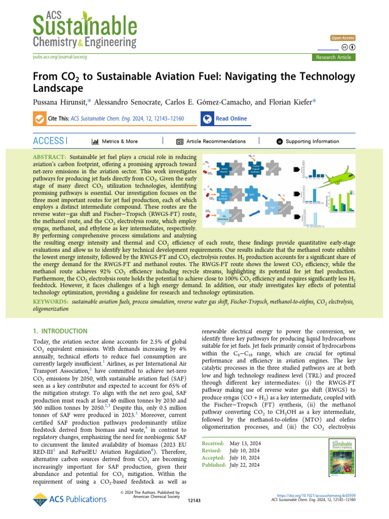 CO2 to Sustainable Aviation Fuel Pathways | PDF | Catalysis | Methanol
