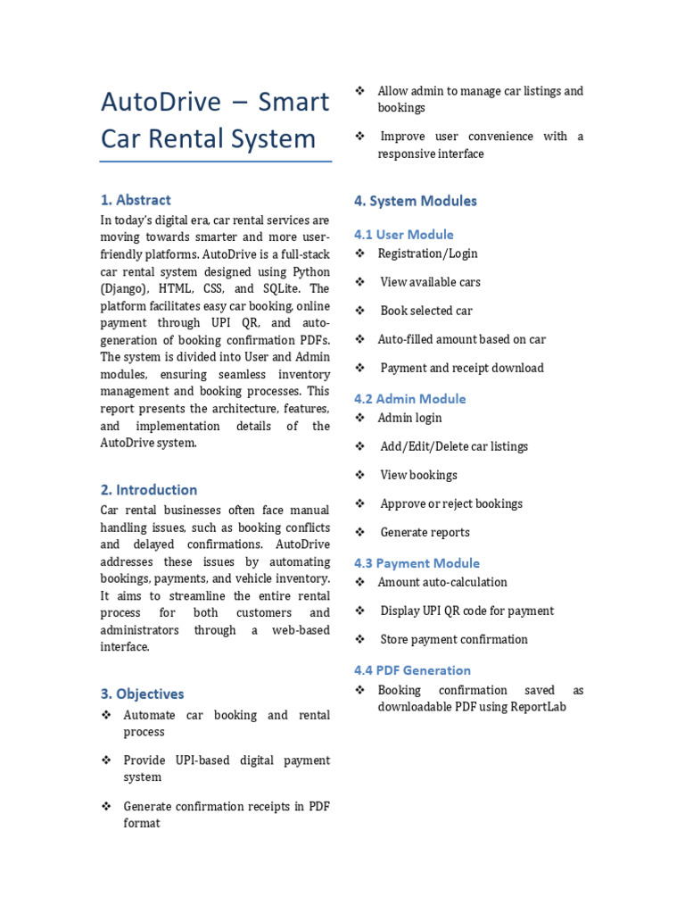 Smart Car Rental System Overview | PDF | Software Engineering | Computing