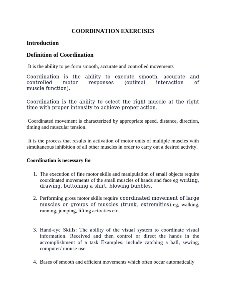 Coordination Exercises for Ataxia | PDF | Balance (Ability ...
