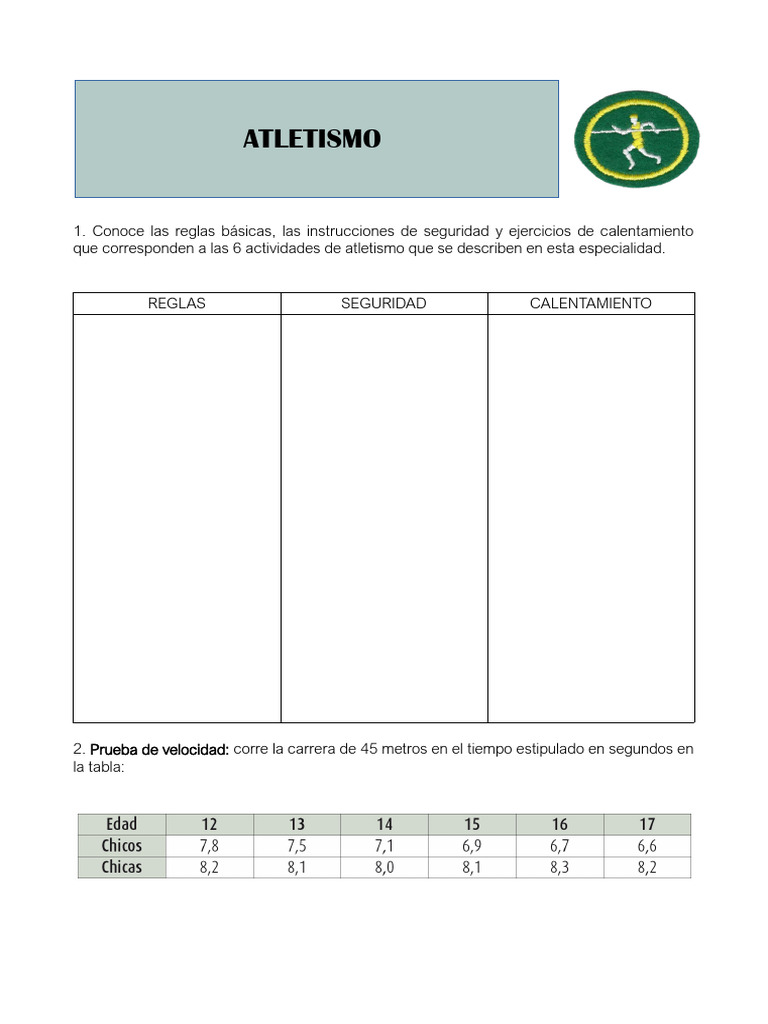 Reglas y Ejercicios de Atletismo Básico | PDF | Corriendo | Deporte del ...