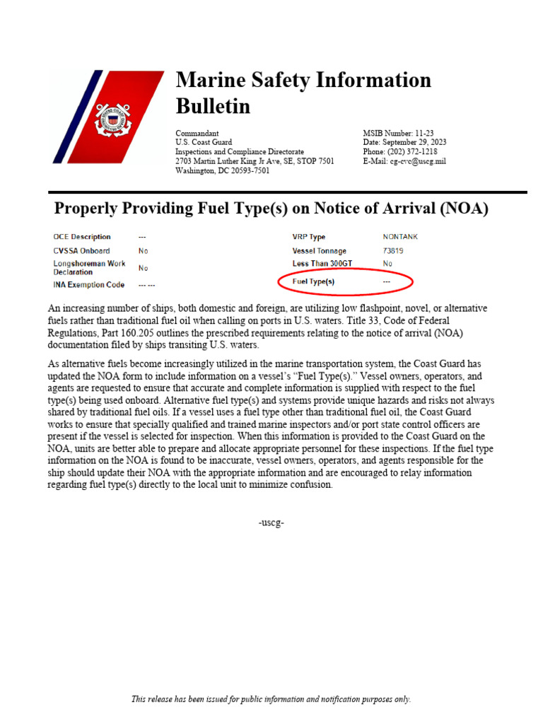 Updated NOA Fuel Type Requirements | PDF