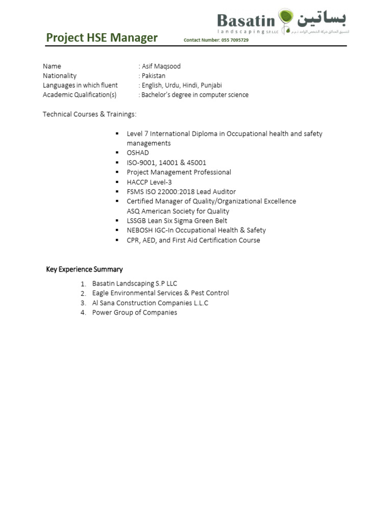 asif-maqsood-project-hse-manager-profile-pdf-emergency-safety
