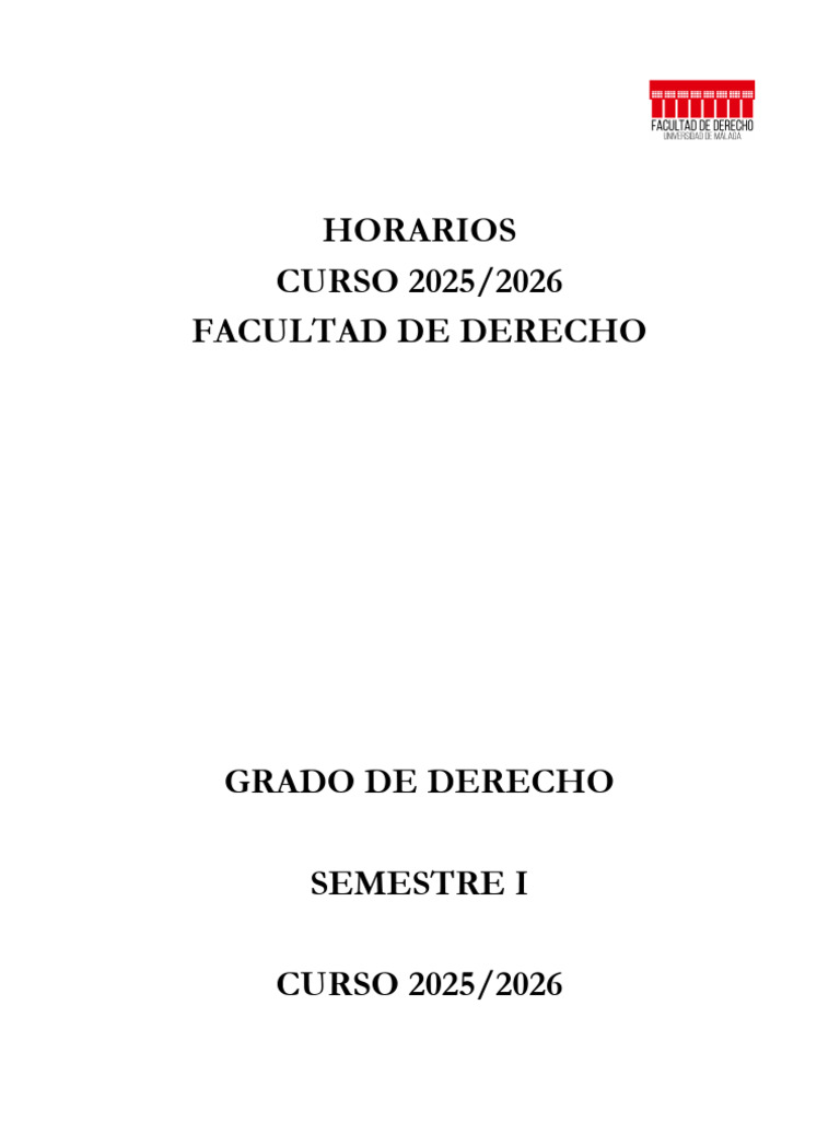 Horarios Curso Derecho 2025/2026 | PDF | Justicia | Crimen y violencia