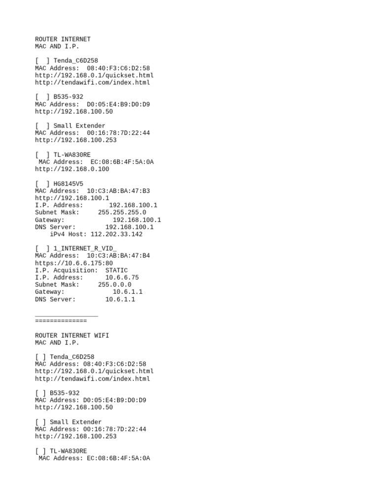 Wifi-Internet Router Default | PDF