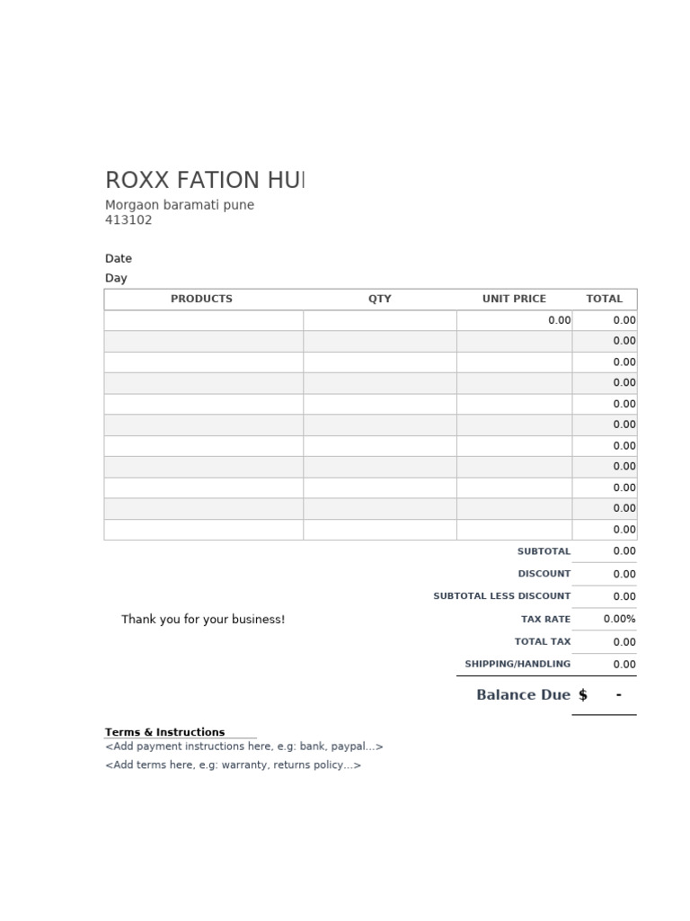 Printer Friendly Excel Invoice Template 1 | PDF