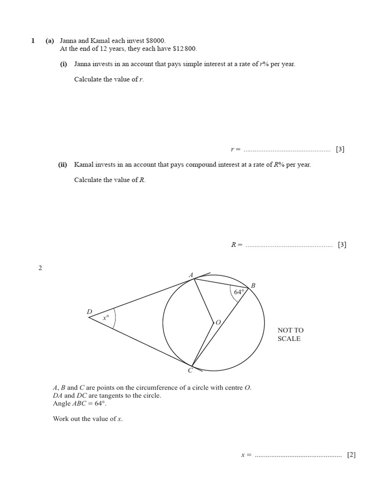 Interest Calculations and Probability Problems | PDF | Circle ...