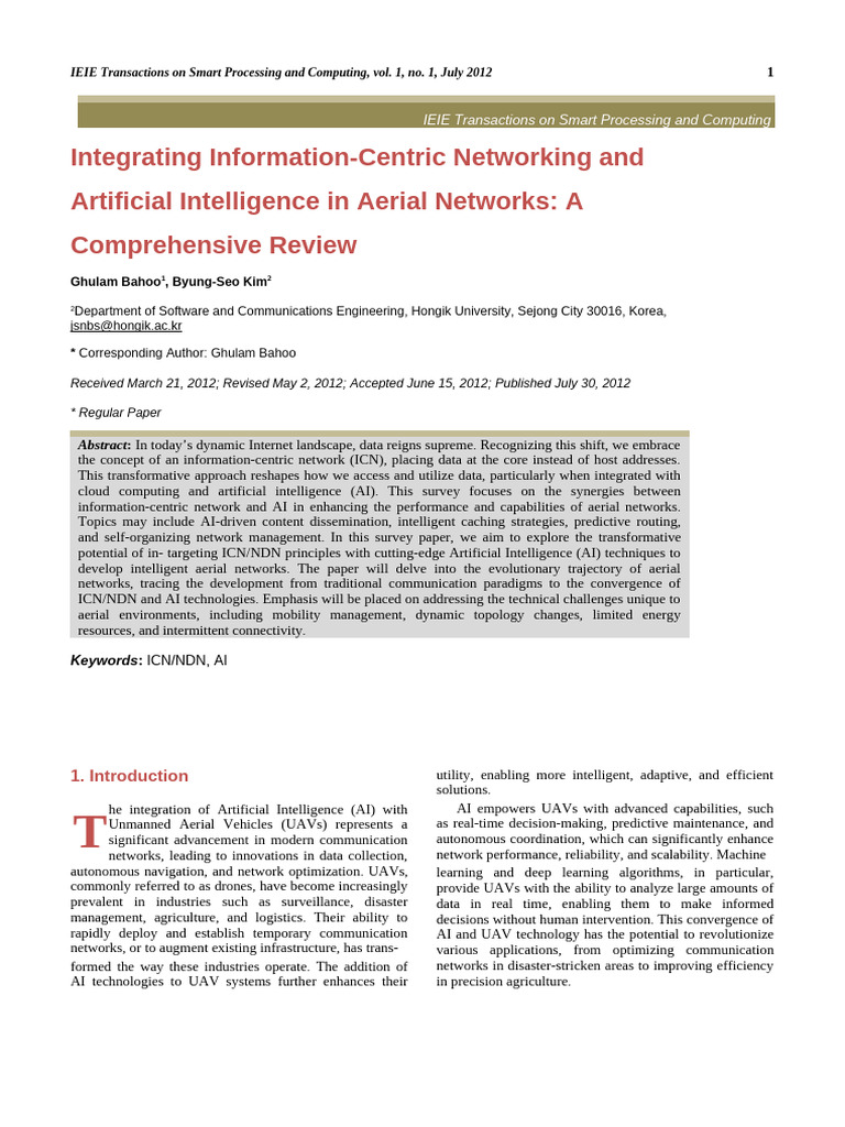 AI and ICN in Aerial Networks Review | PDF | Computer Network ...