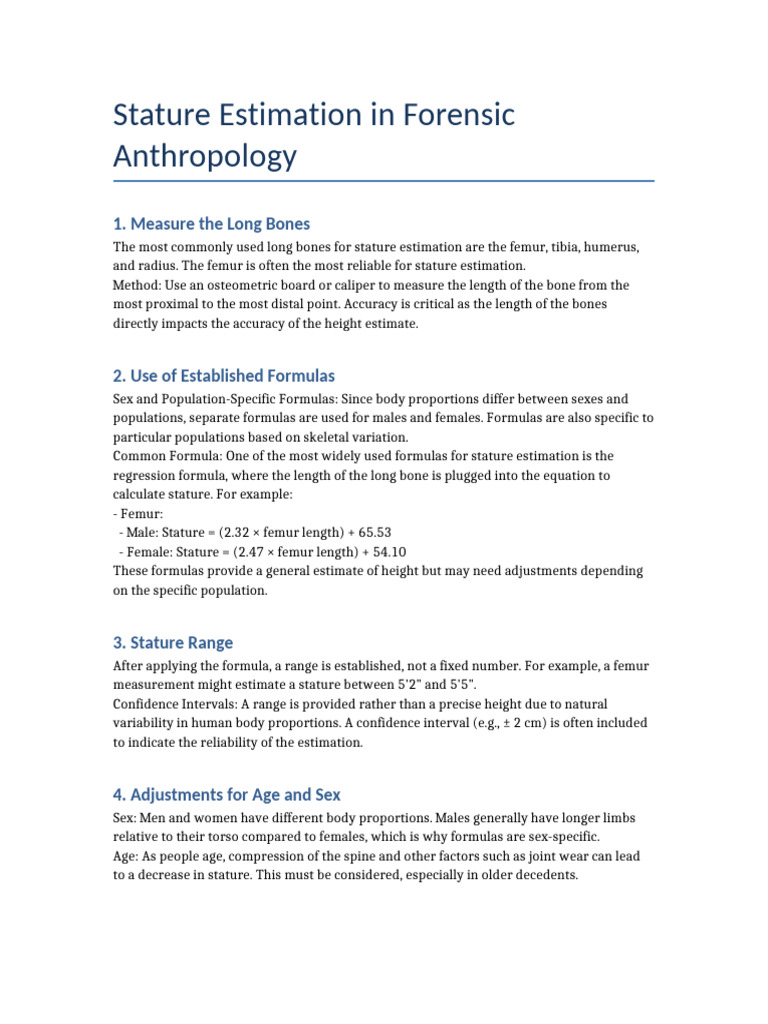 Estimating Stature from Femur Length | PDF | Bone | Accuracy And Precision