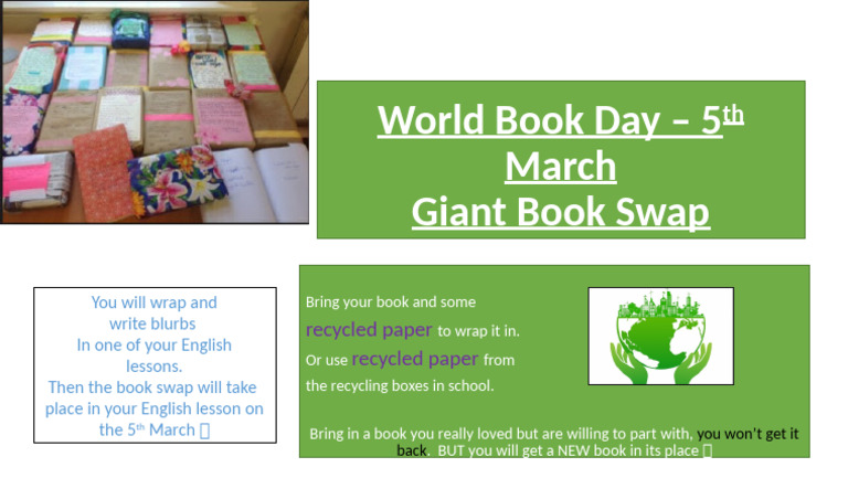 Giant Book Swap Hoemwork Task For KS3 | PDF