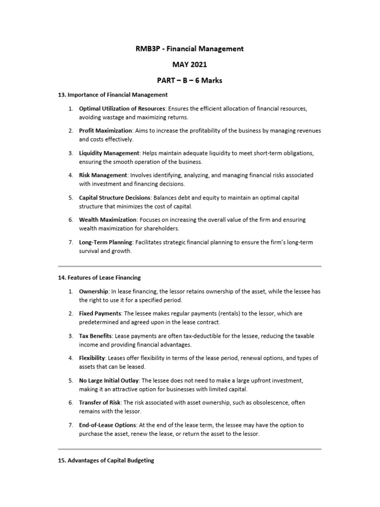 Financial Management Essentials Guide | PDF | Discounted Cash Flow ...